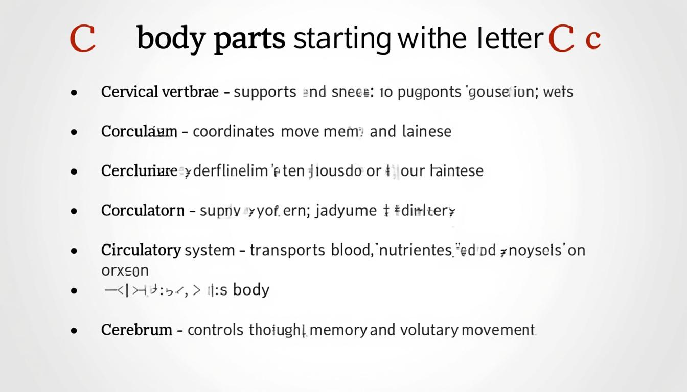 découvrez une liste complète des parties du corps humain commençant par la lettre c, accompagnée de l’explication détaillée de leur fonction. parfait pour enrichir vos connaissances en anatomie ou faciliter vos recherches biologiques.