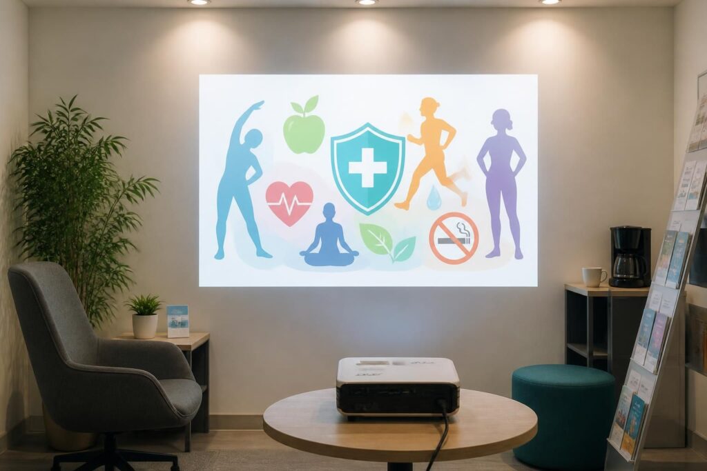Prévention santé : affichage en petit espace via mini vidéoprojecteur Acer